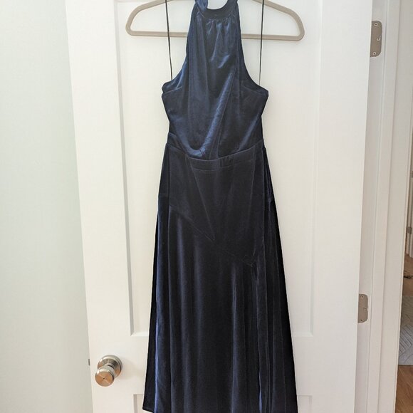 Yumi Kim Velvet Halter Dress - Dark Navy - Size Medium - Picture 2 of 5
